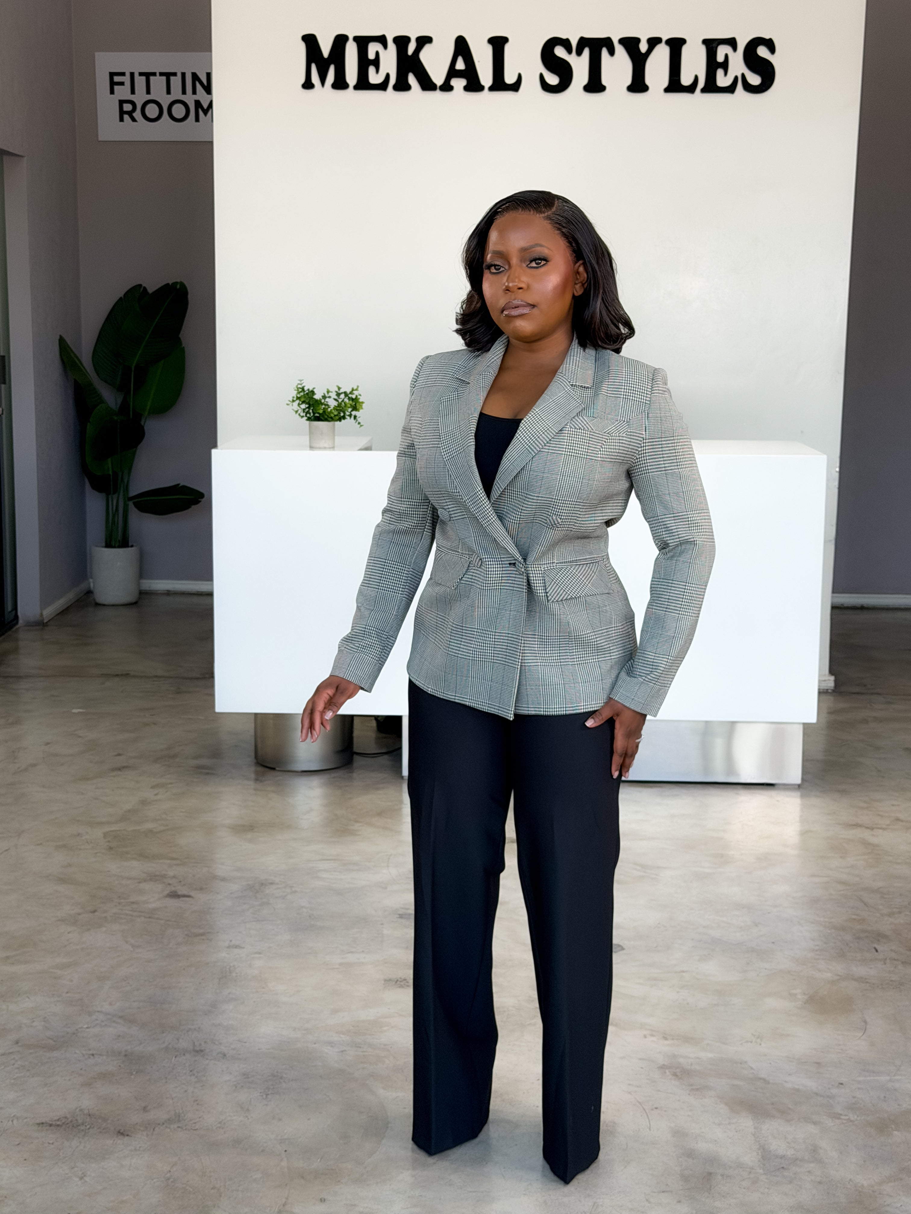 Checked Mismatch Pant Suit