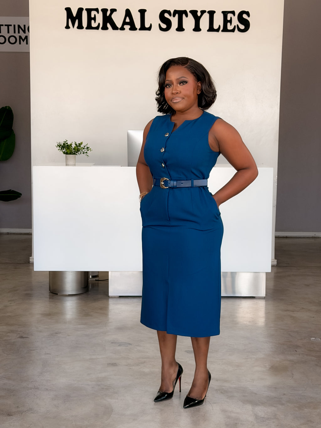 Teal Belted Dresses