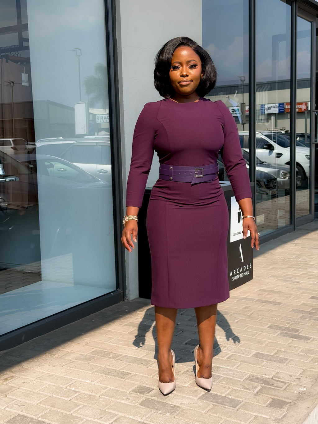 Deep Purple Belted Dresses