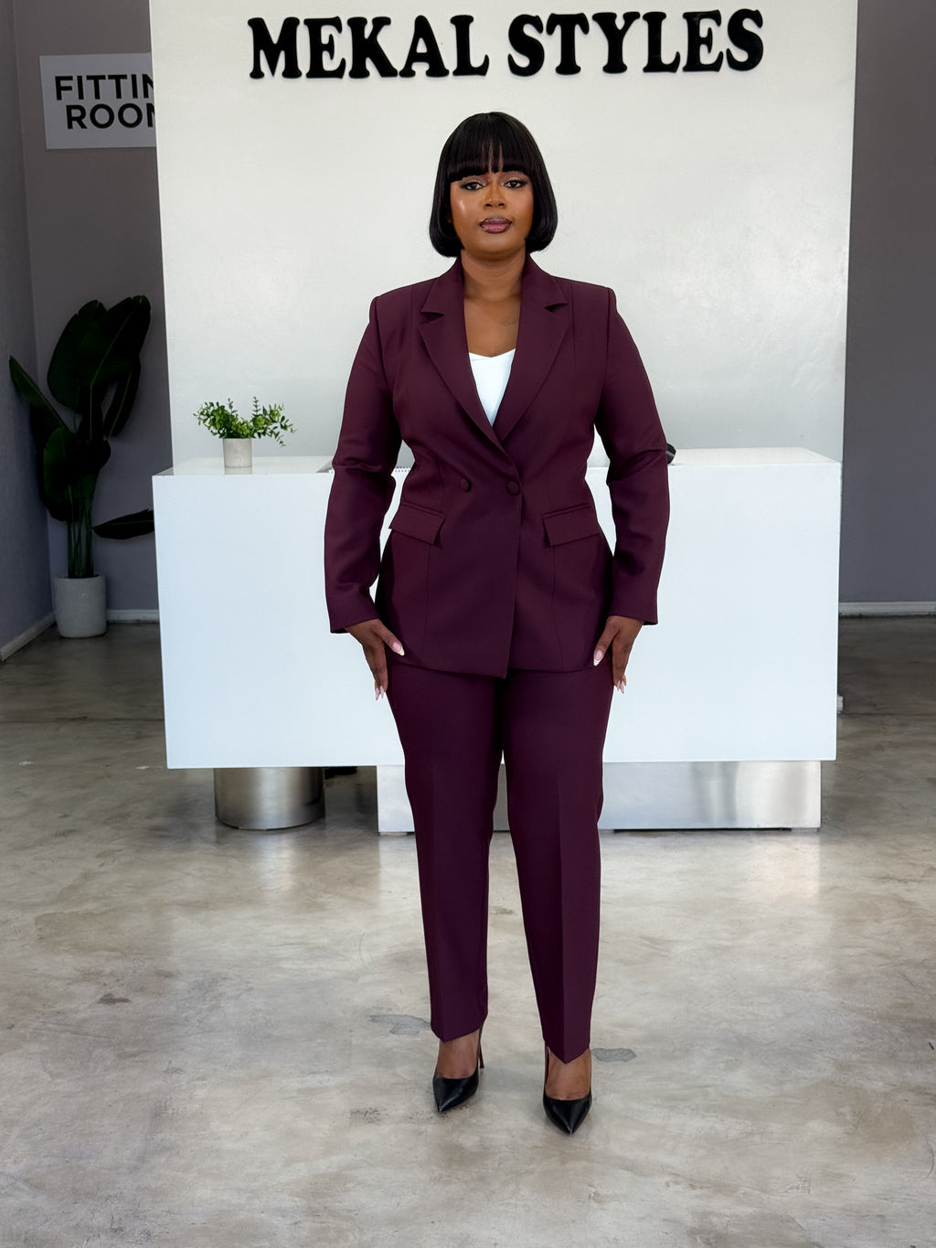 Plum Double Breasted Suit