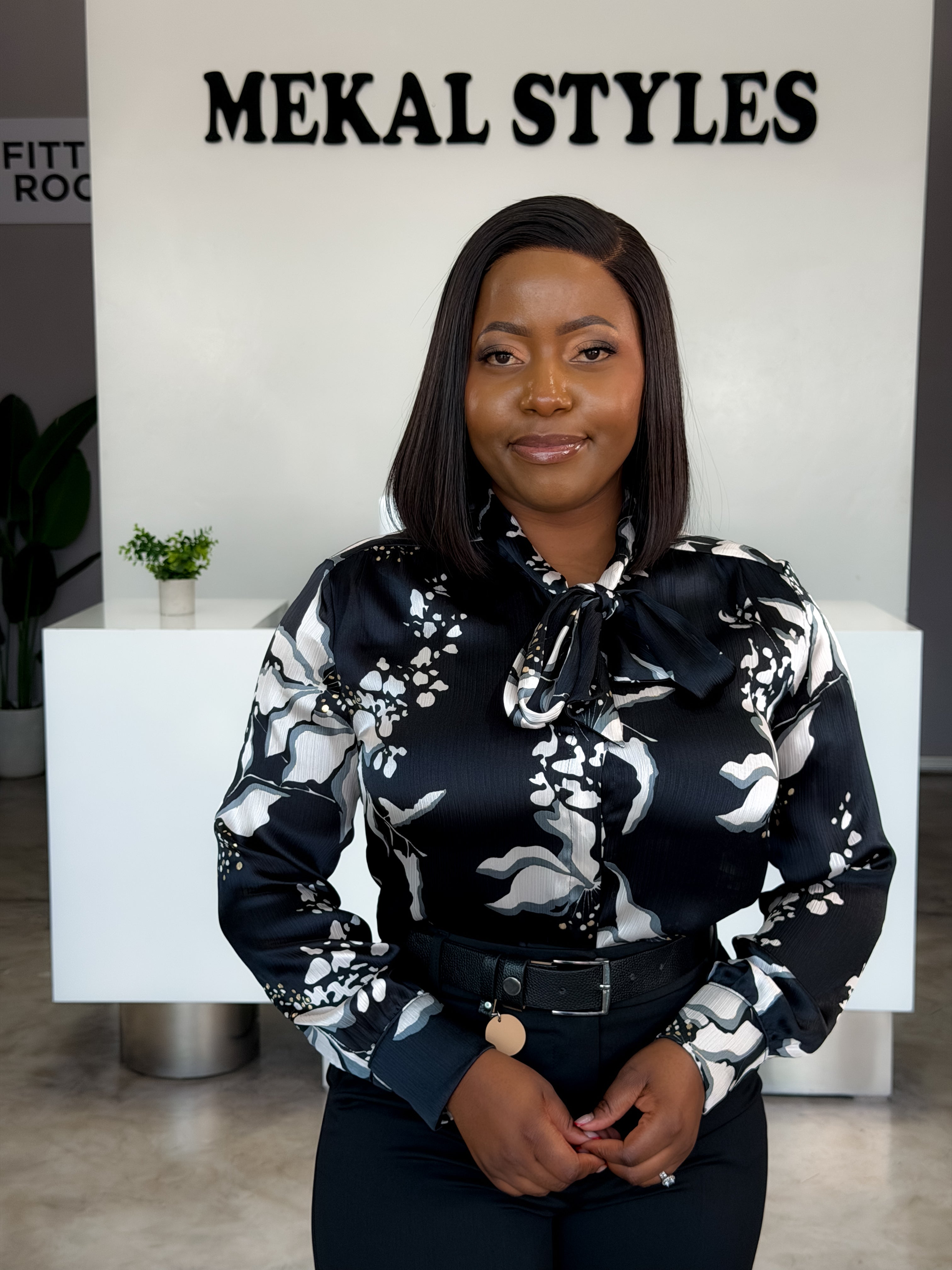 Black Silk Floral Blouse