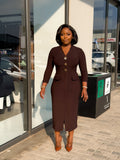 Dark Brown Buttoned Dress