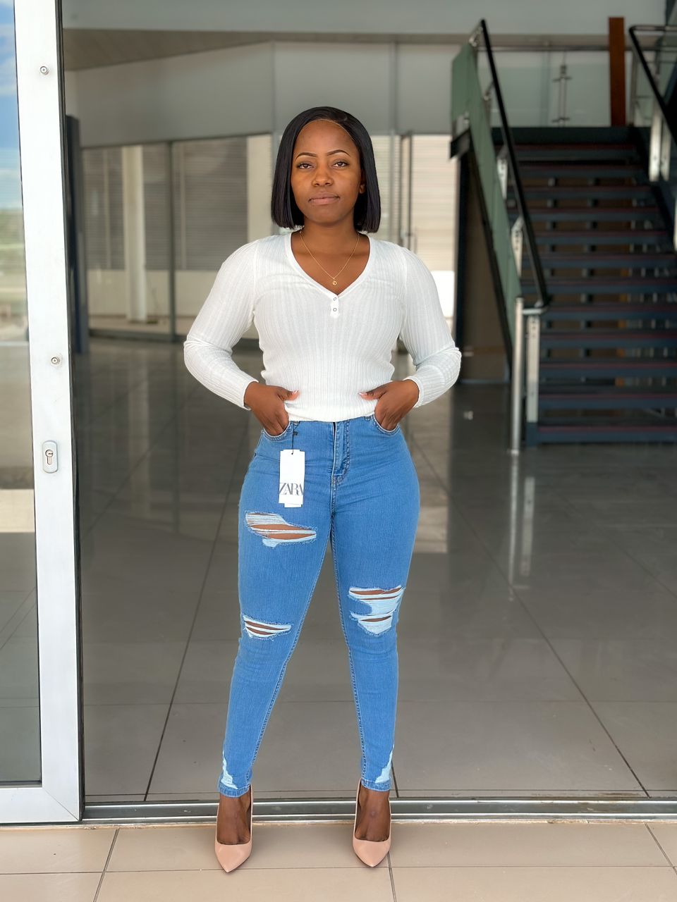 Light Blue Ripped Skinny Jeans
