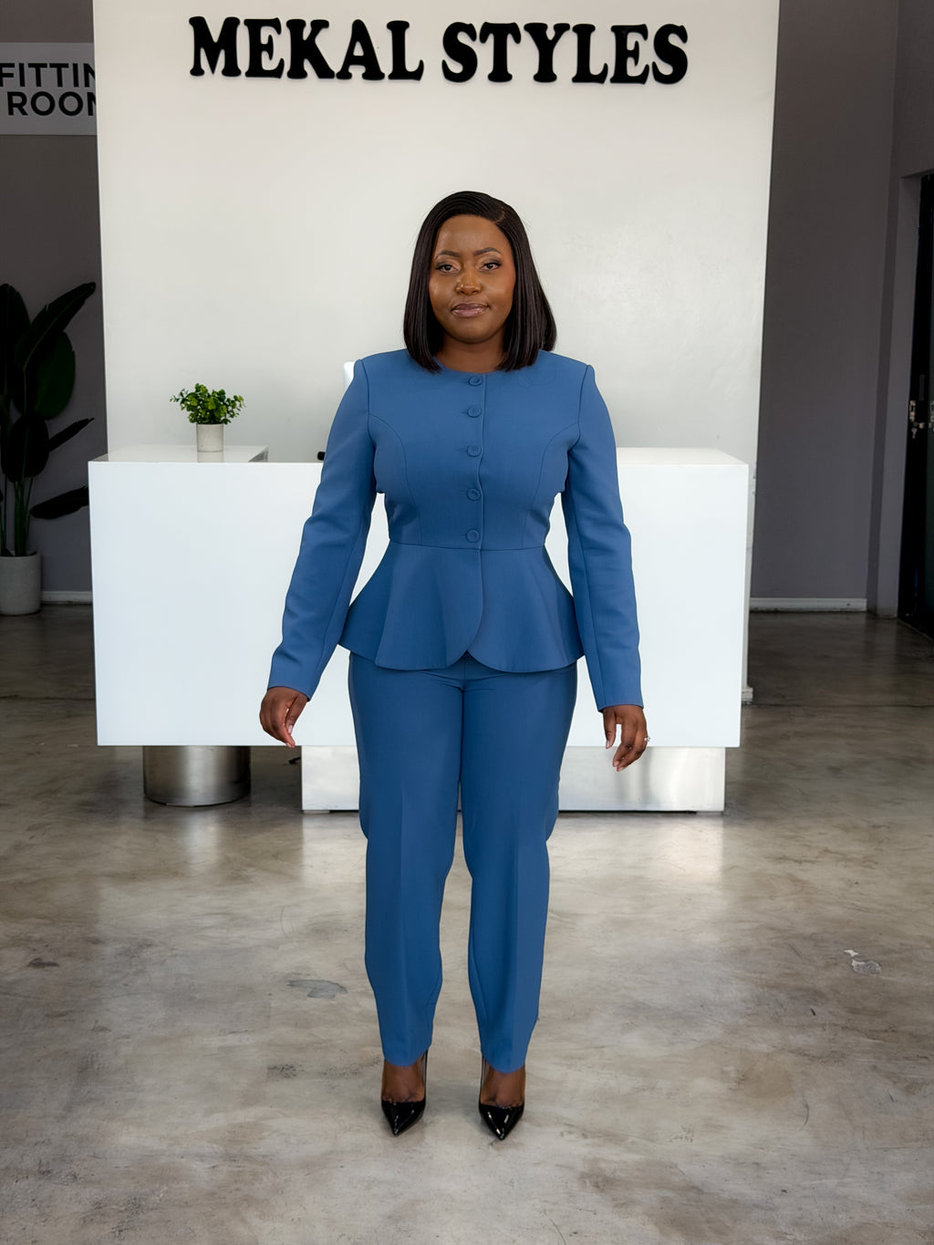 Steel Peplum Suit