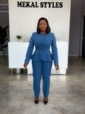 Steel Peplum Suit