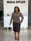 Mocha Mismatch Skirt Suit