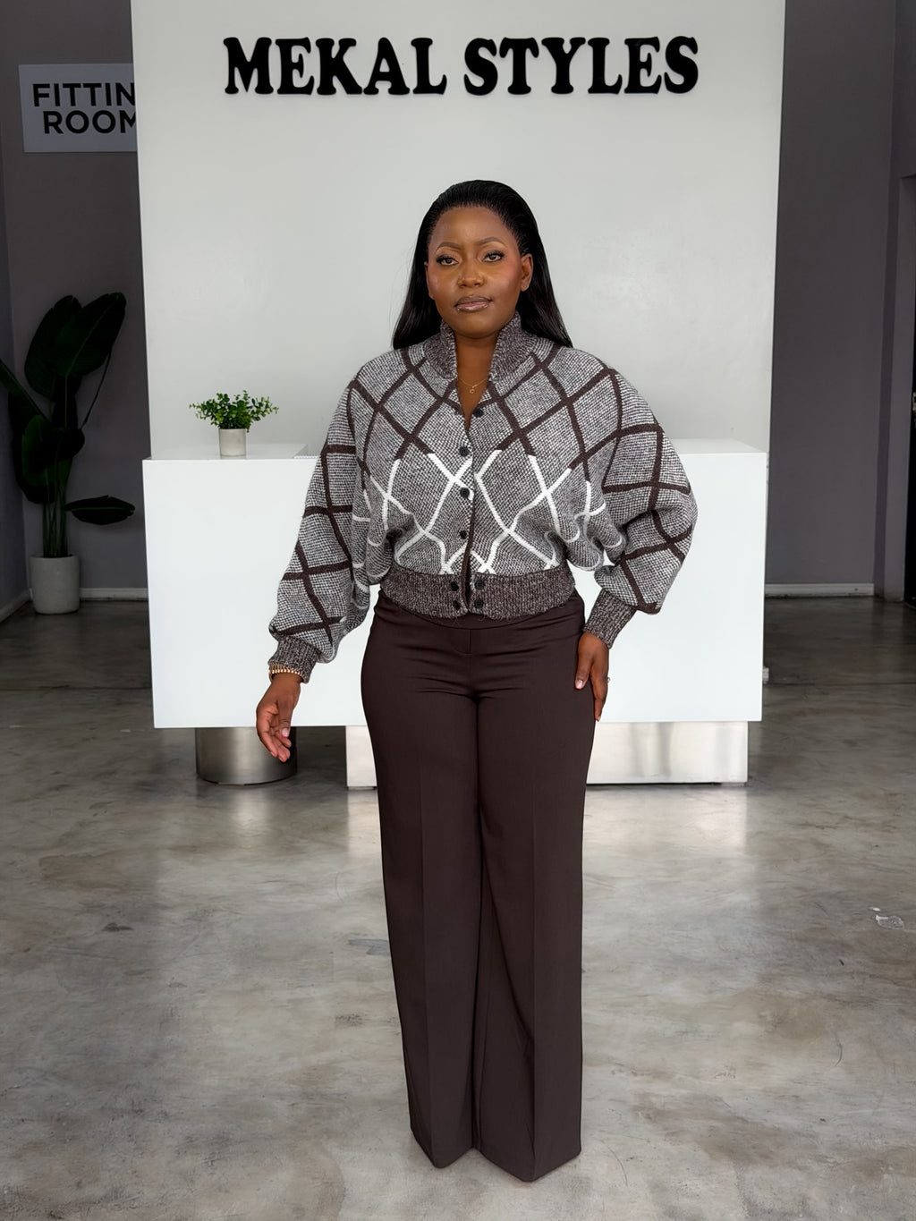 Mocha Print Cardigan