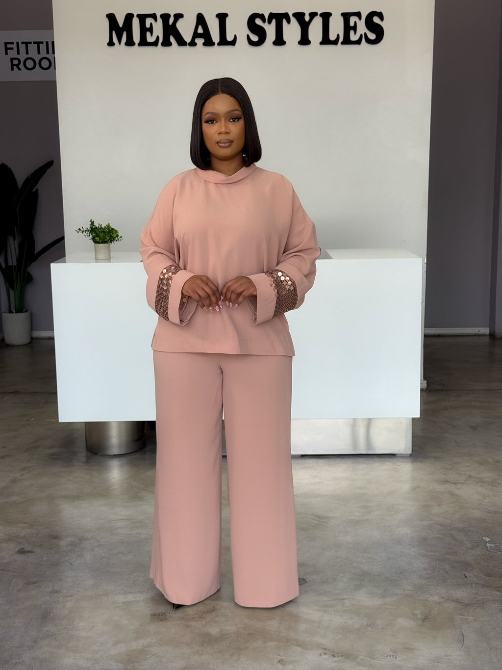 Camel Sequin Detailed Set