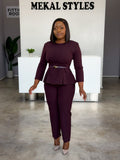 Plum Belted Suit