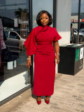 Posh Red Shoulder Detailed Dress