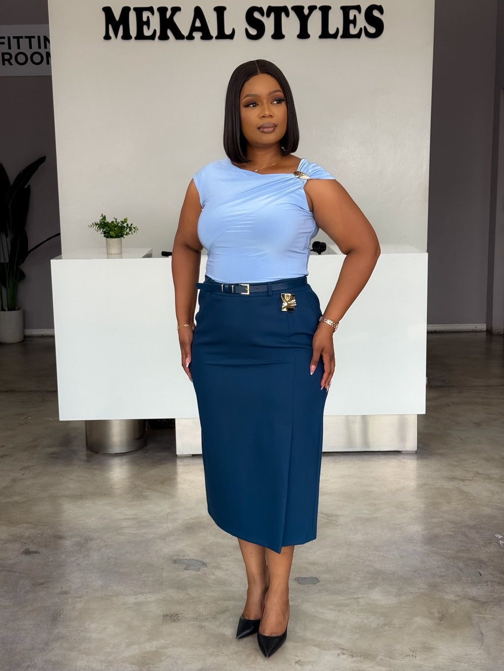 Petrol Belted Skirt