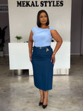 Petrol Belted Skirt
