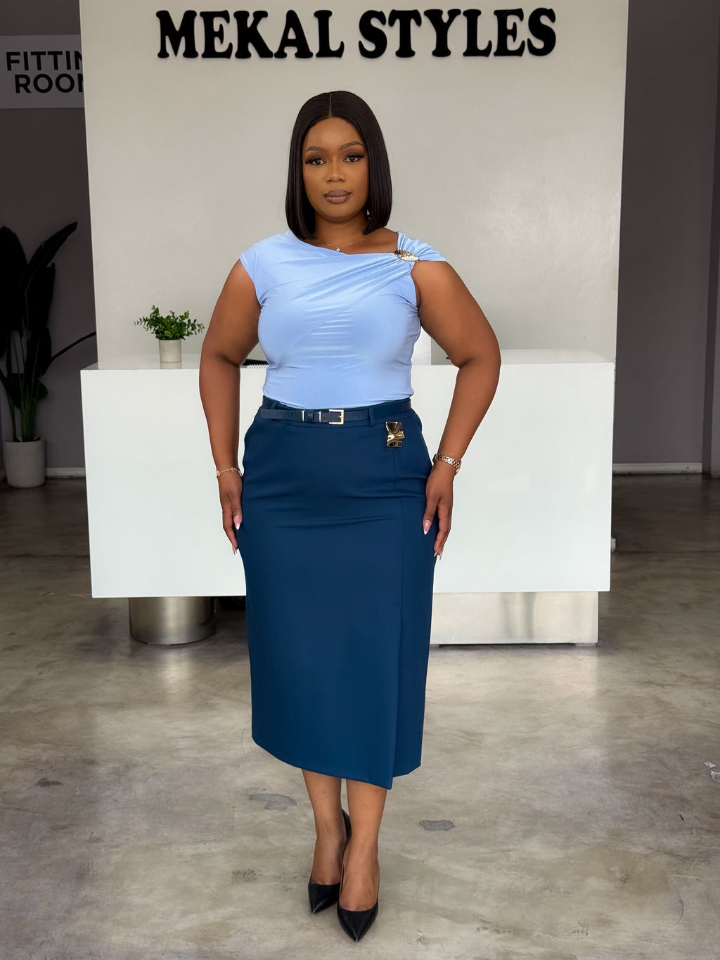 Petrol Belted Skirt