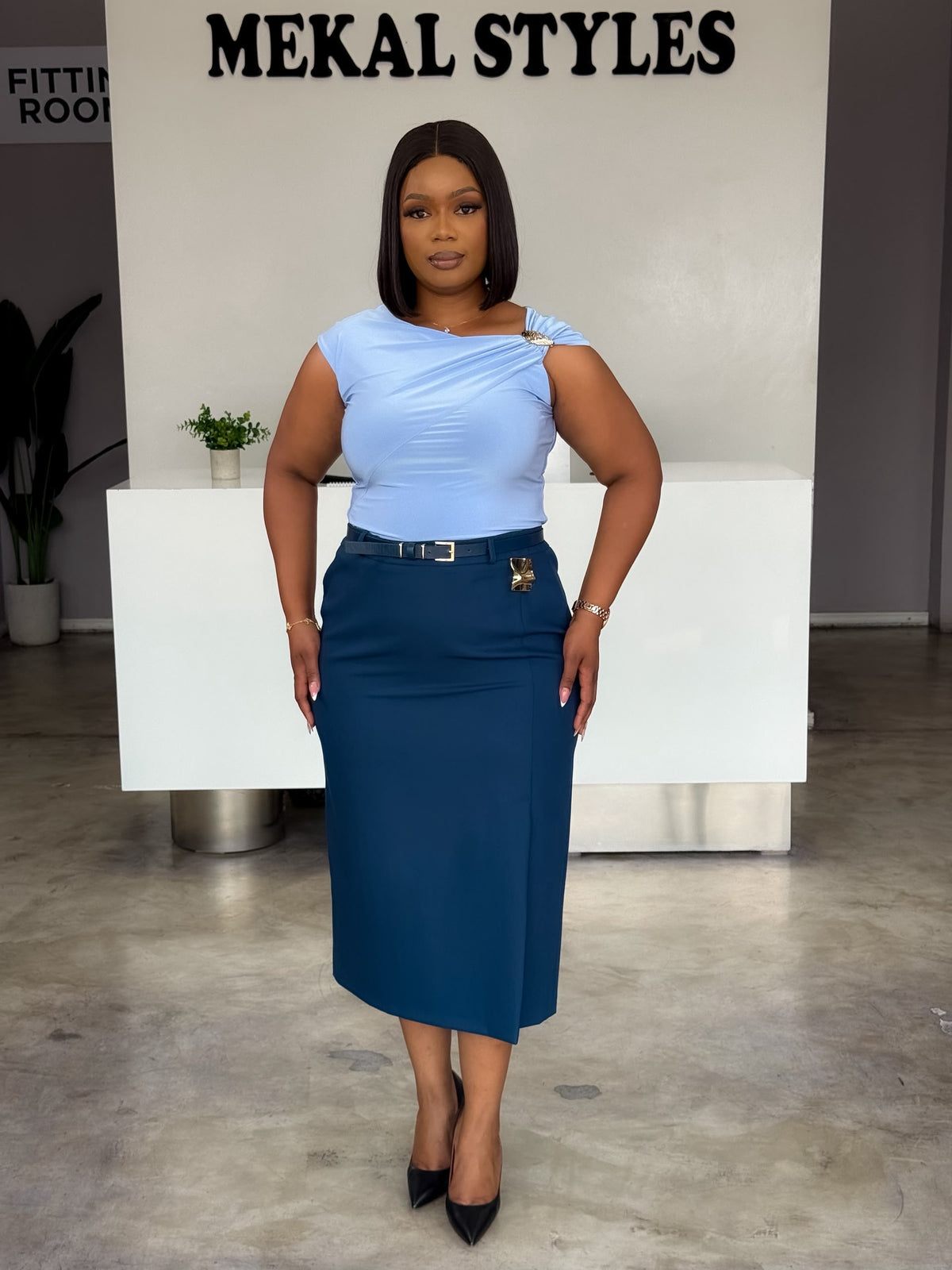 Petrol Belted Skirt