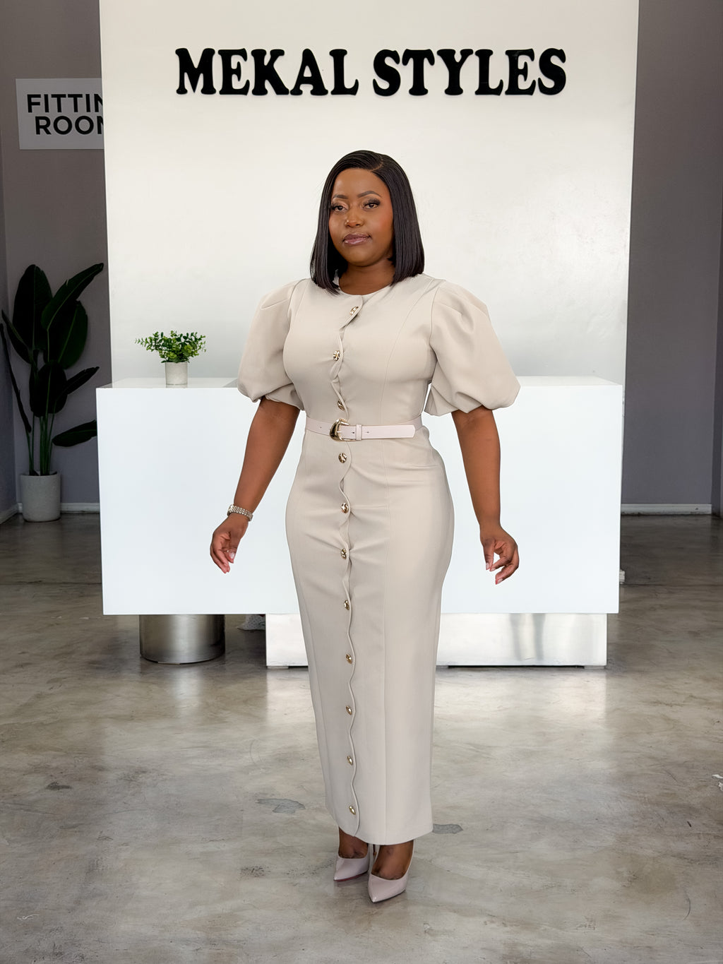 Ivory Buttoned Dress