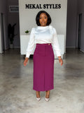 Purple Front Slit Skirt