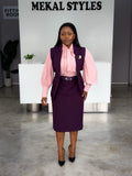 Plum Sleeveless Skirt Suit