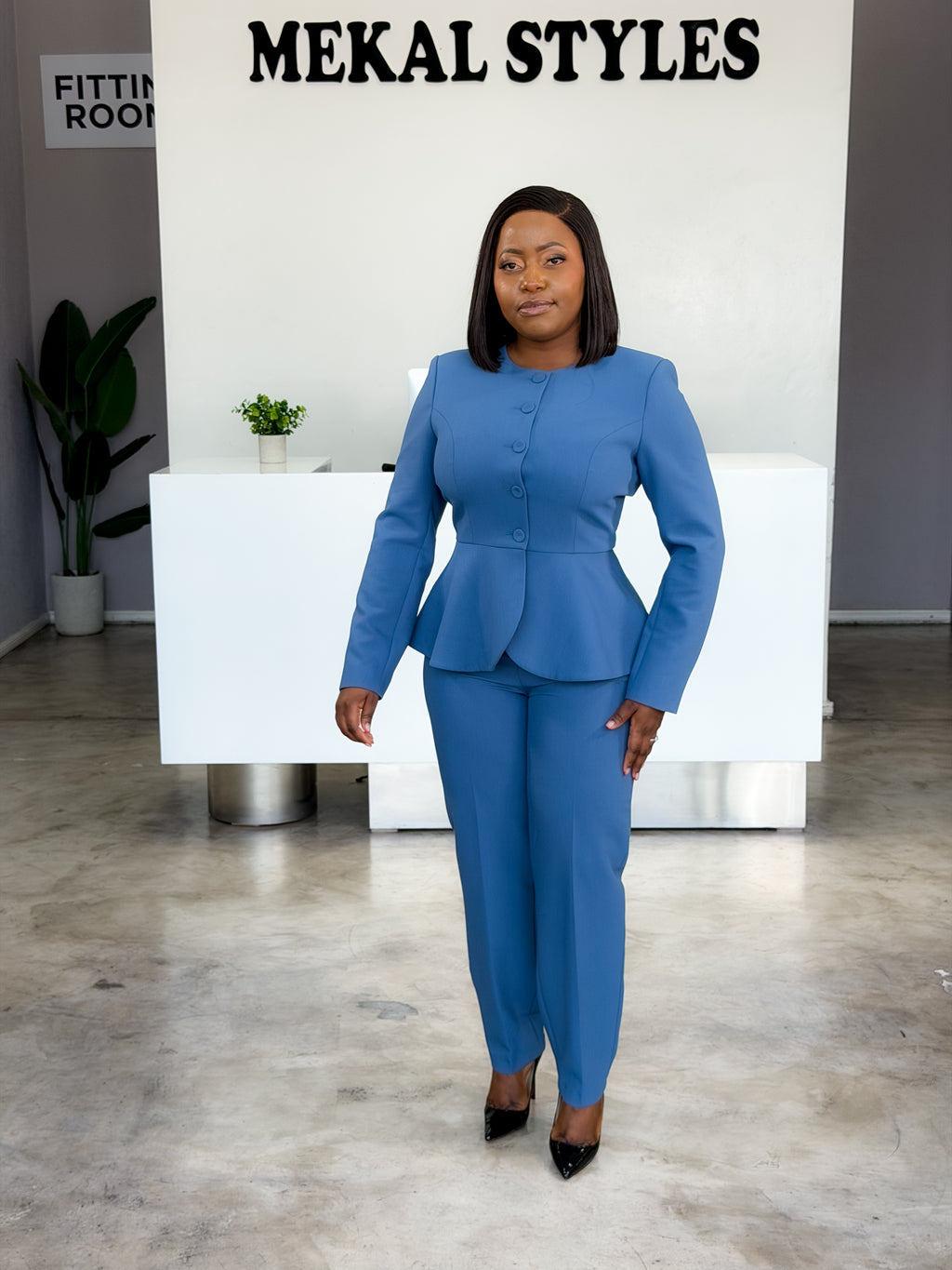 Steel Peplum Suit