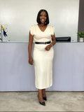 Cream Belted Dresses