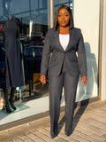 Navy Stripped Pant Suit