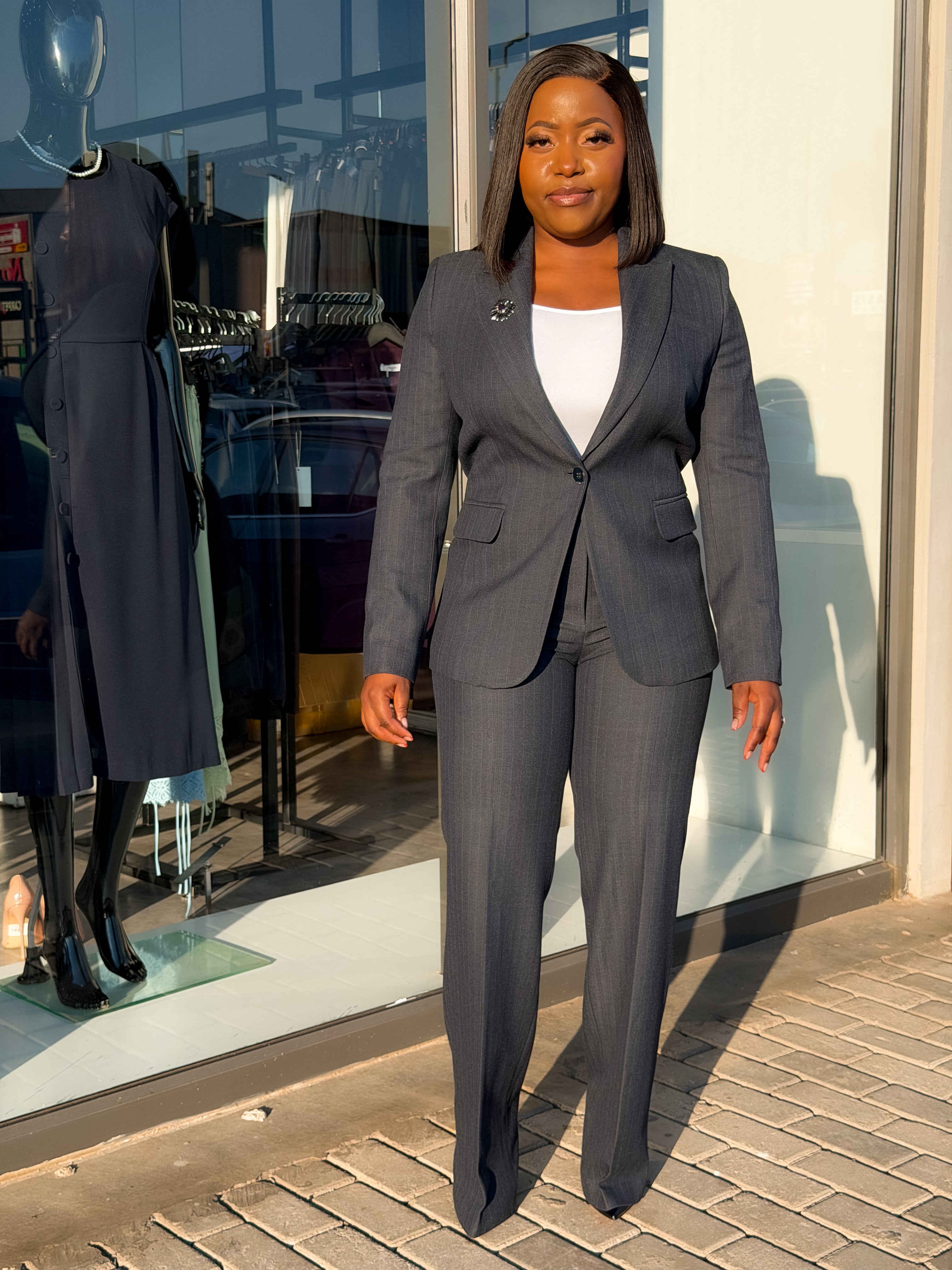 Navy Stripped Pant Suit
