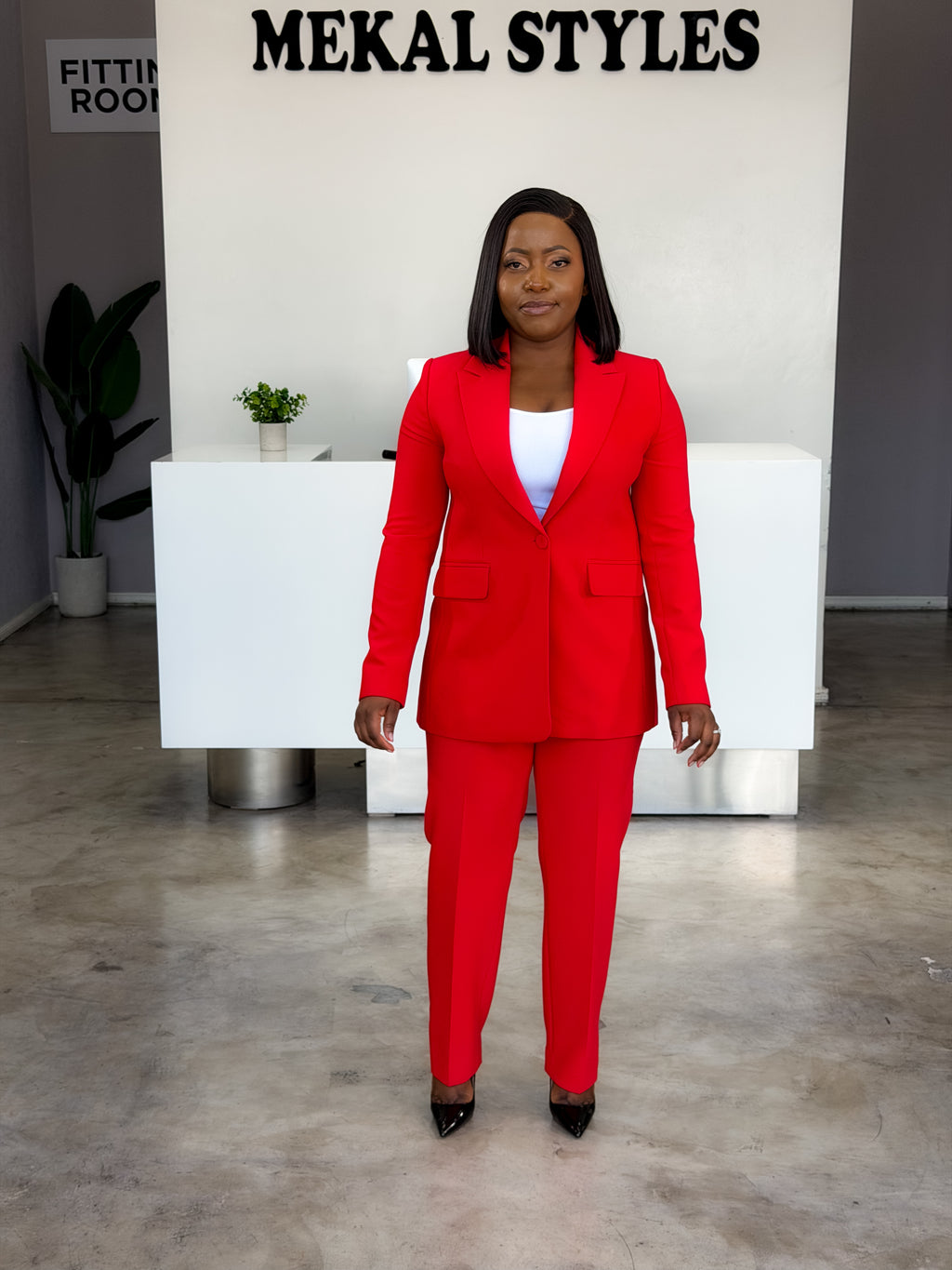 Red Back Pleat Suit