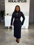 Black Detailed Belted Dress