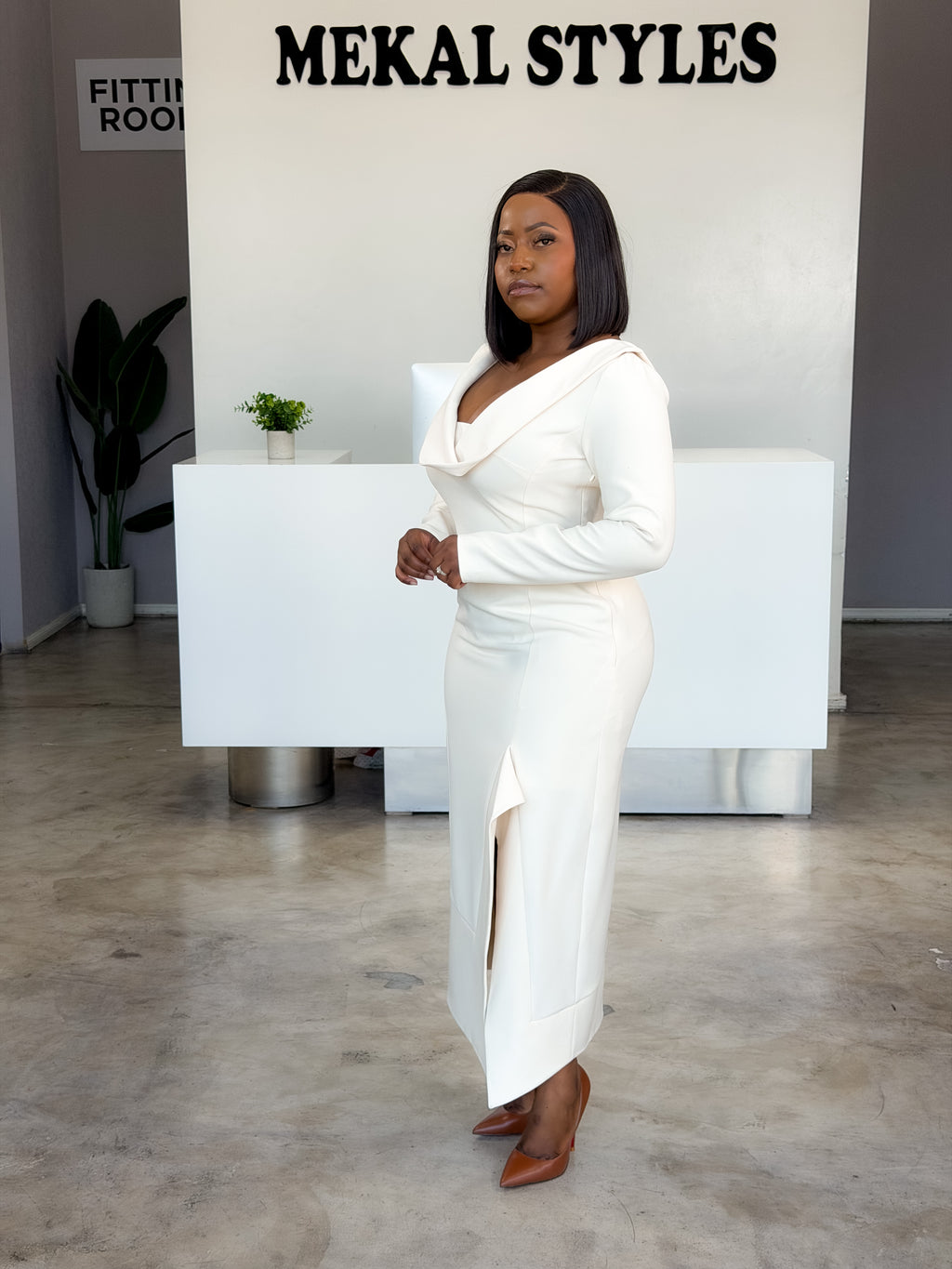 Cowl Neck Midi Dress