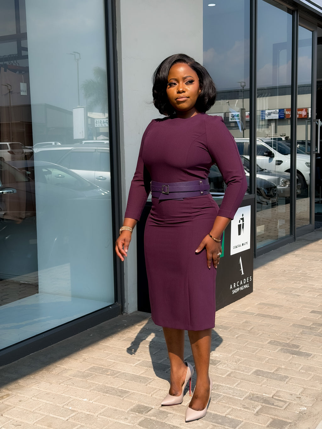 Deep Purple Belted Dresses