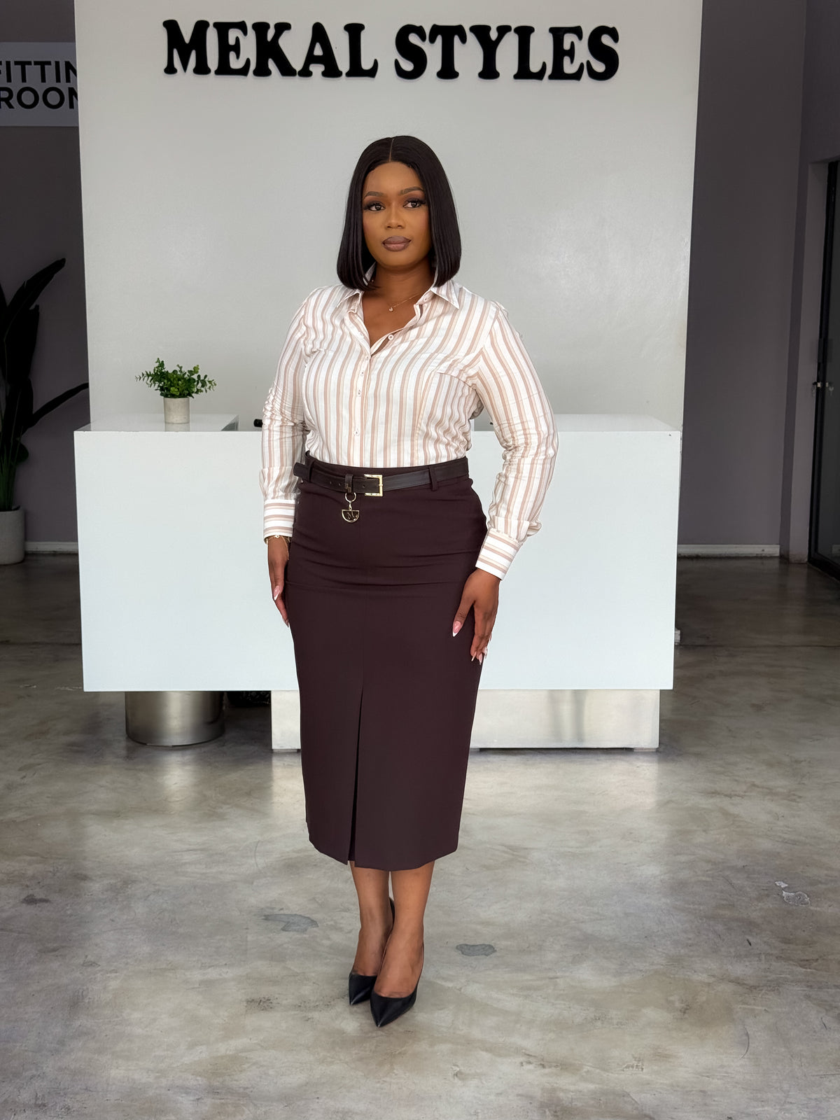 Front Pleat Belted Skirts