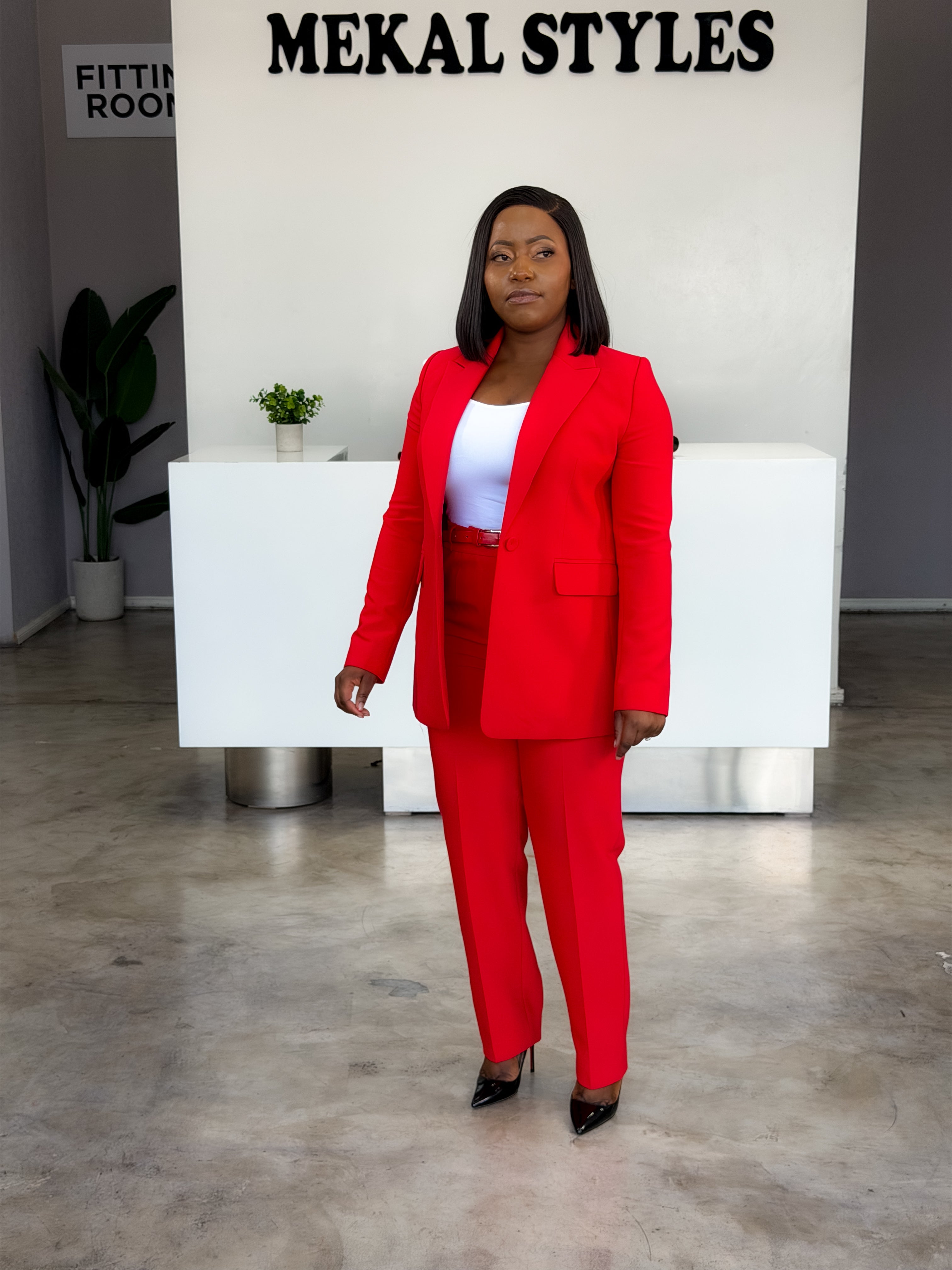 Red Back Pleat Suit