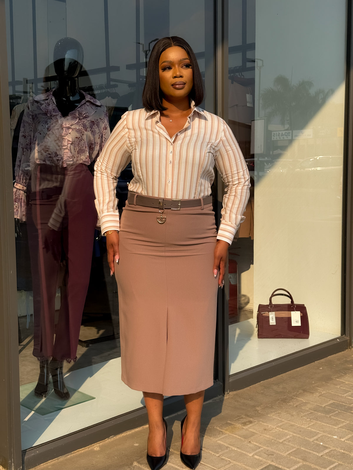 Front Pleat Belted Skirts