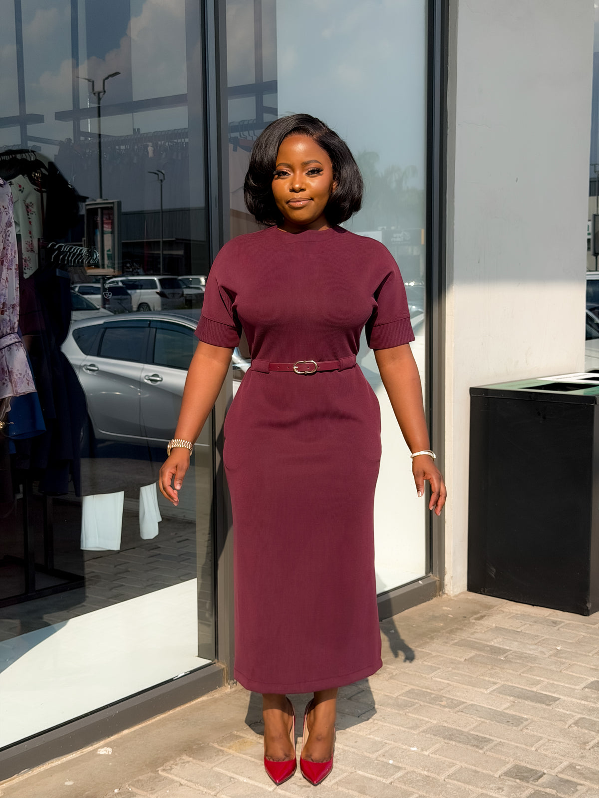 Crepe Burgundy Dress