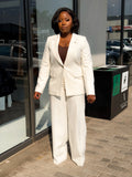Cream Straight Pant Suit