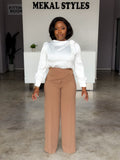 Caramel Detailed Straight Pants