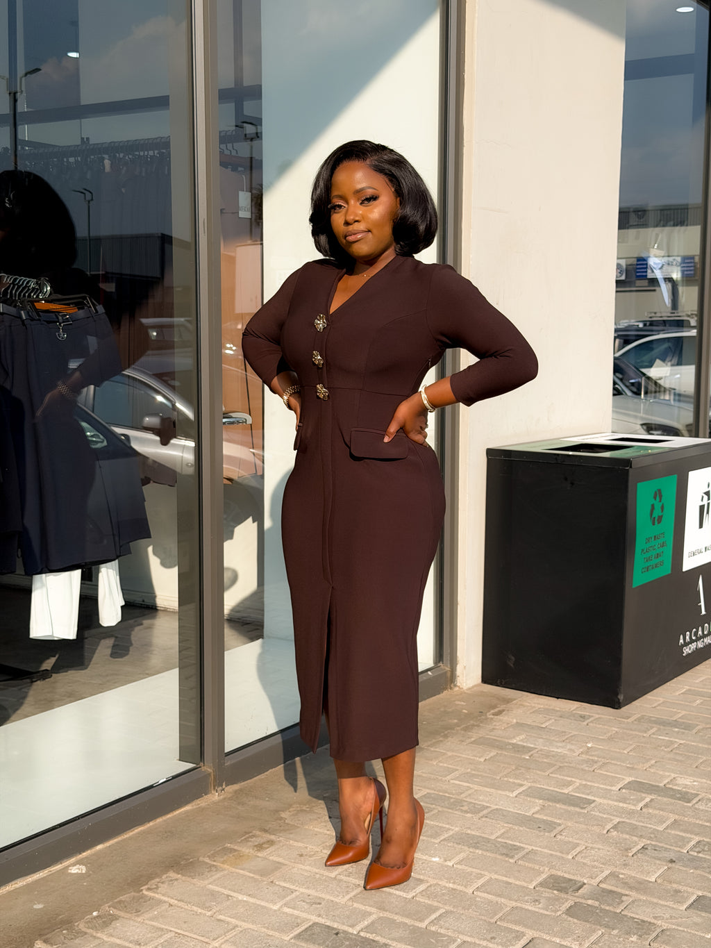 Dark Brown Buttoned Dress