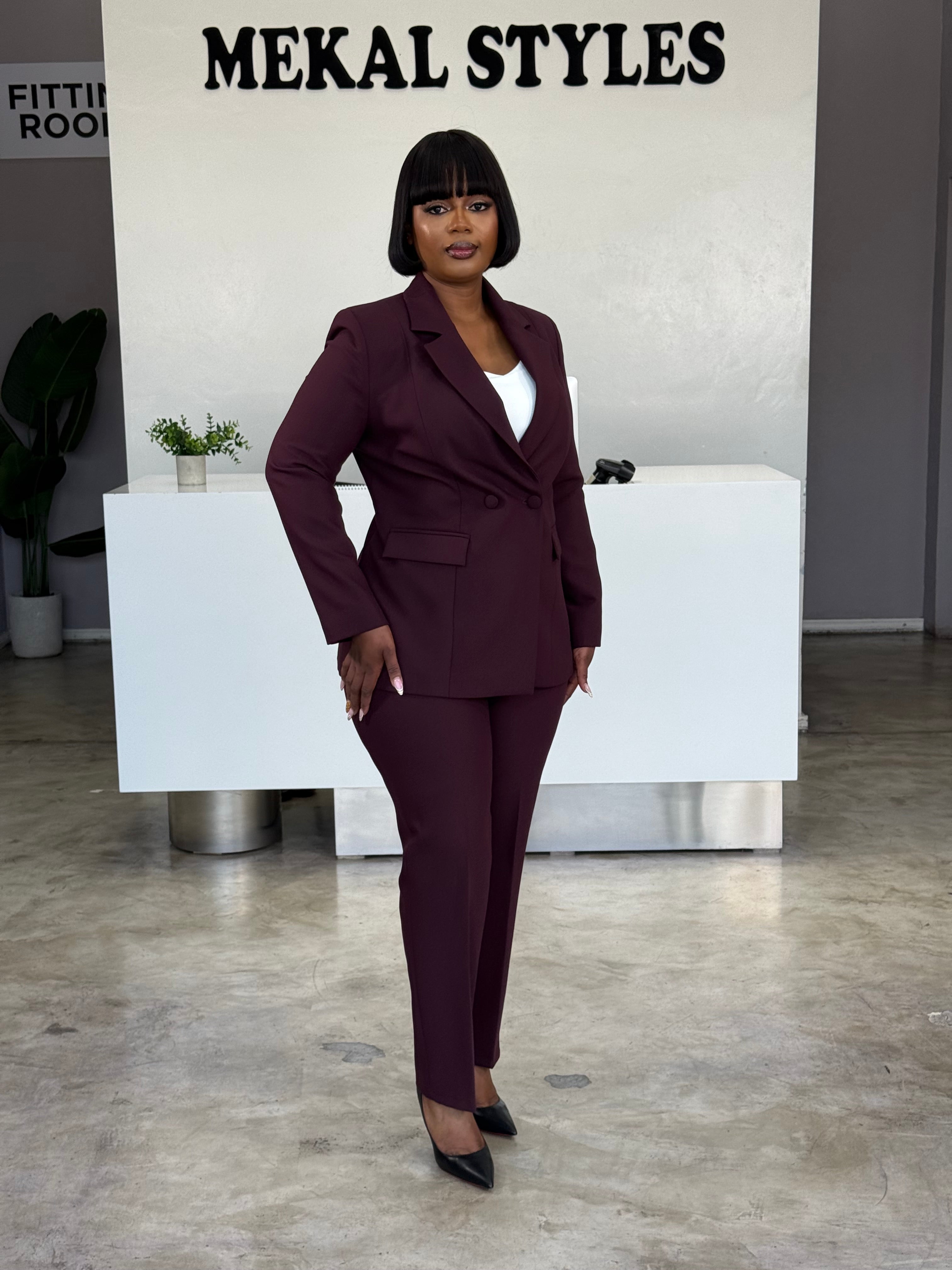 Plum Double Breasted Suit
