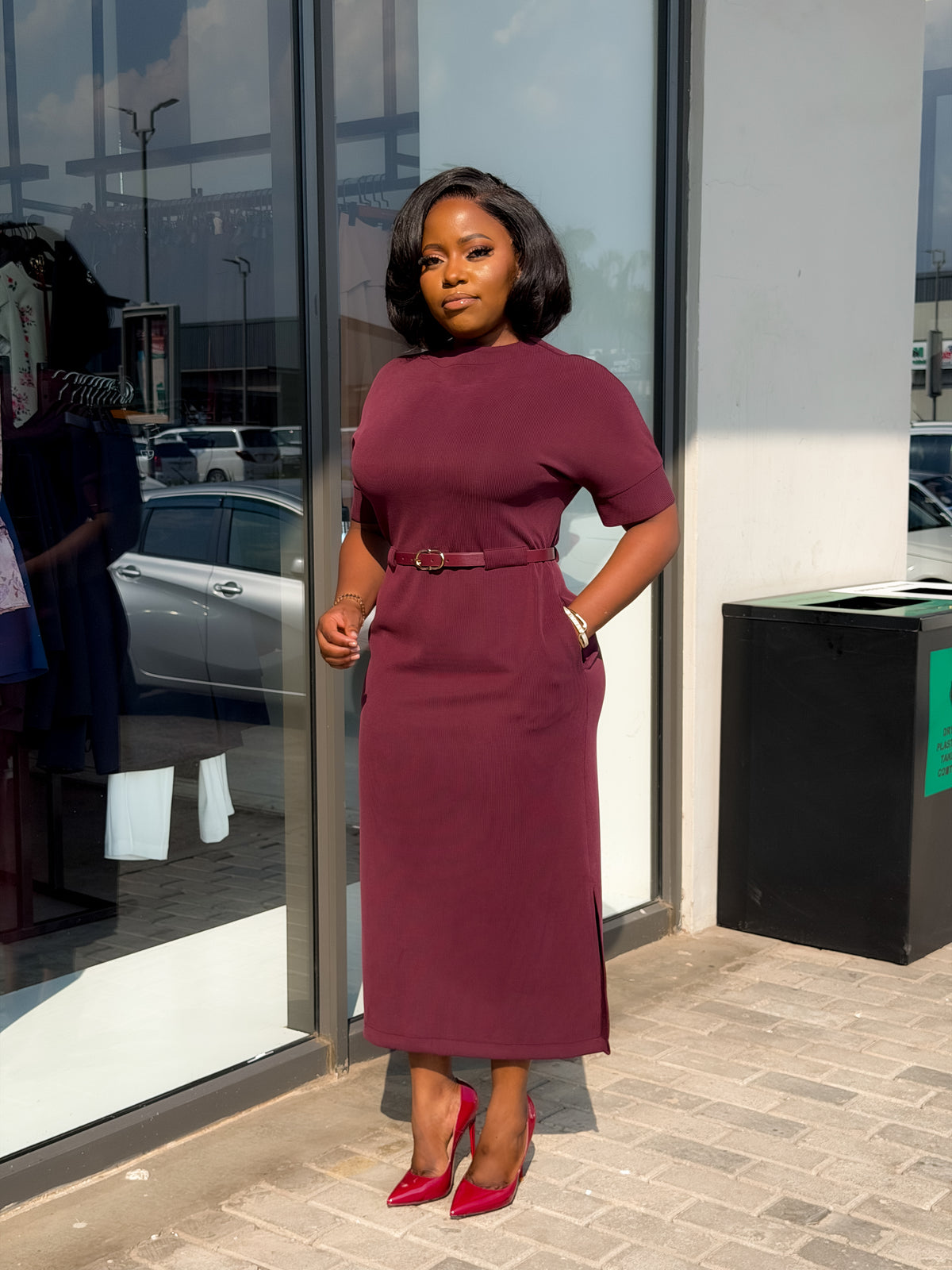 Crepe Burgundy Dress