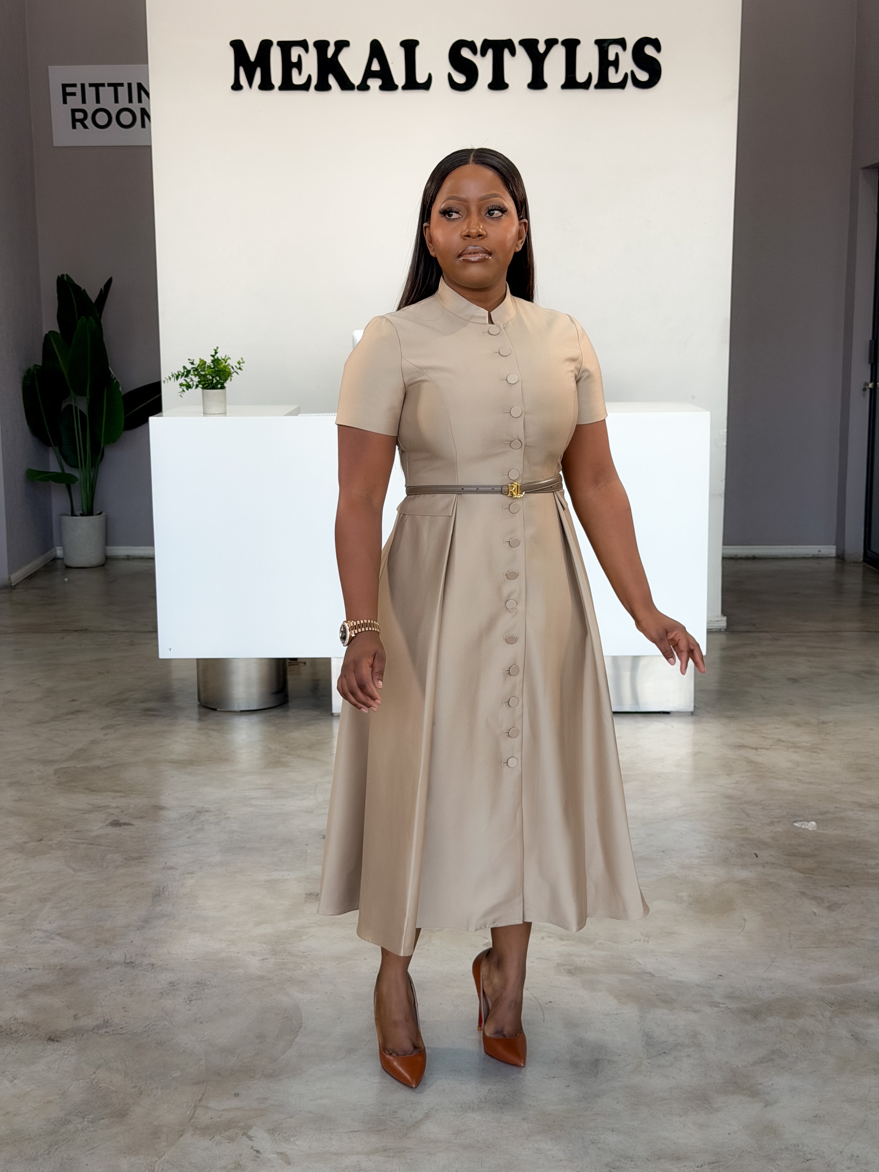 Caramel Belted Dress