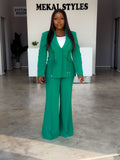 Green Front Lace Pant Suit