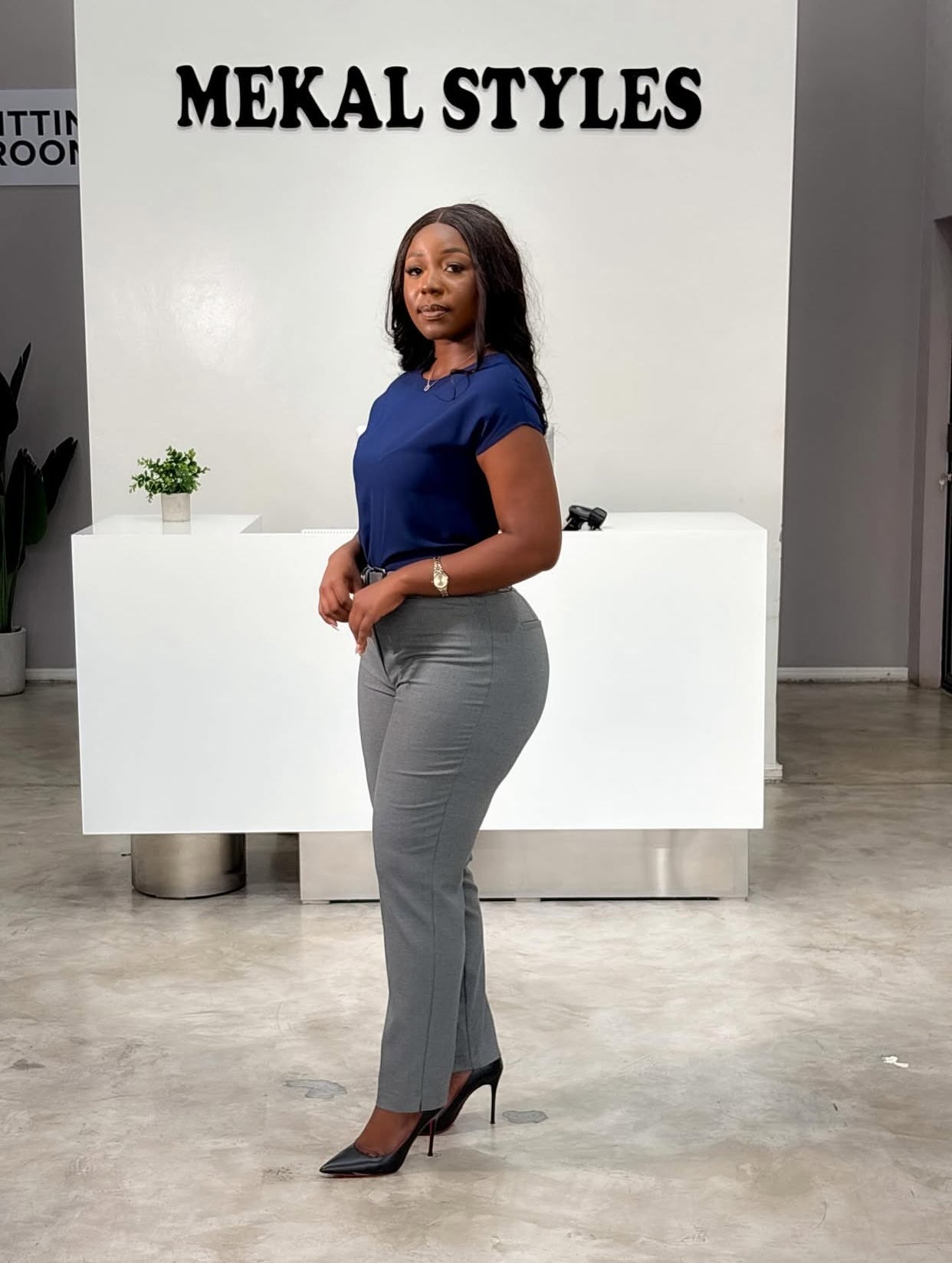 Navy Chiffon Blouse