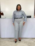 Grey Belted Cigarette Pants
