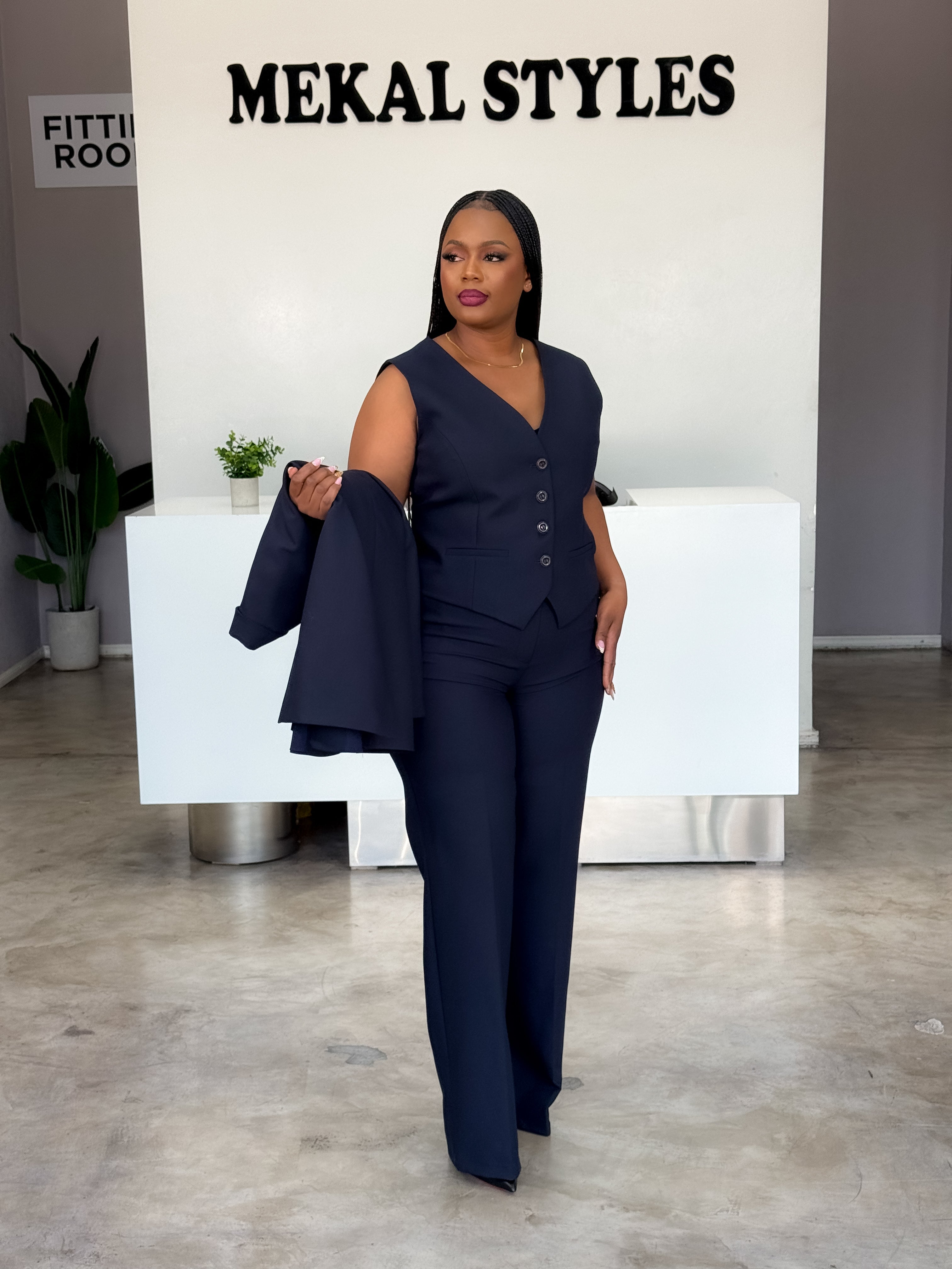 Navy 3pcs Pant Suit