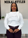 White Silk Detailed Blouse