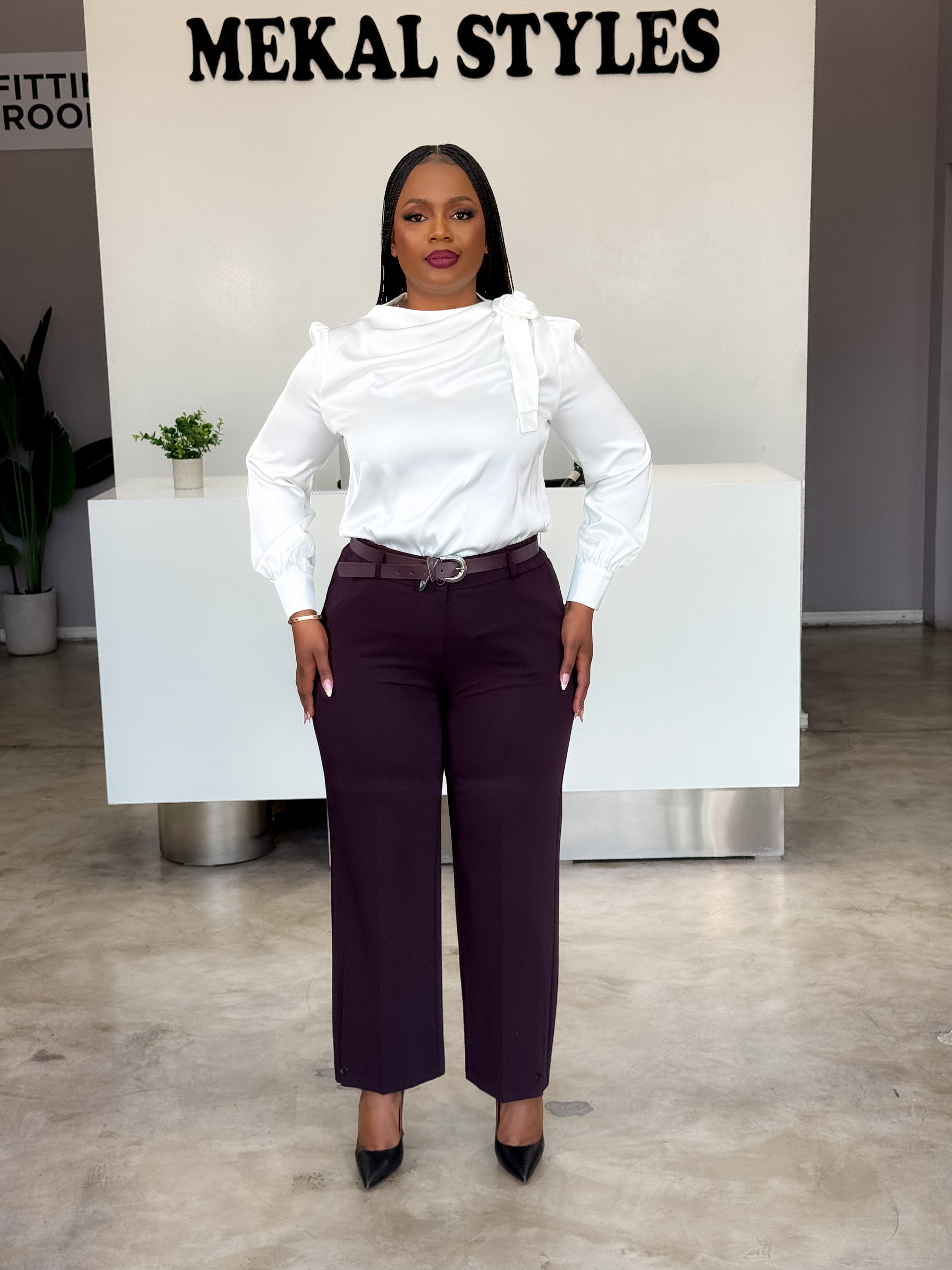Plum Cigarette Pants