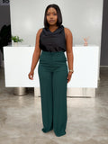 Green Straight Light Poly Pants
