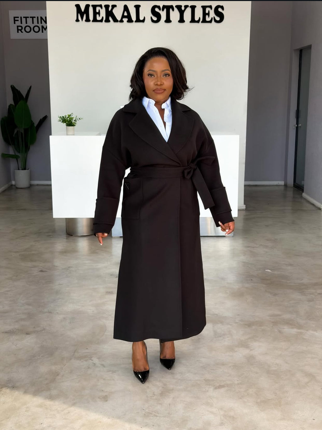 Black Thick Cashmere Coat