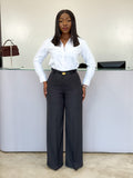 Black Poly Straight Pants