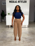 Tan Pegged Cigarette Pants