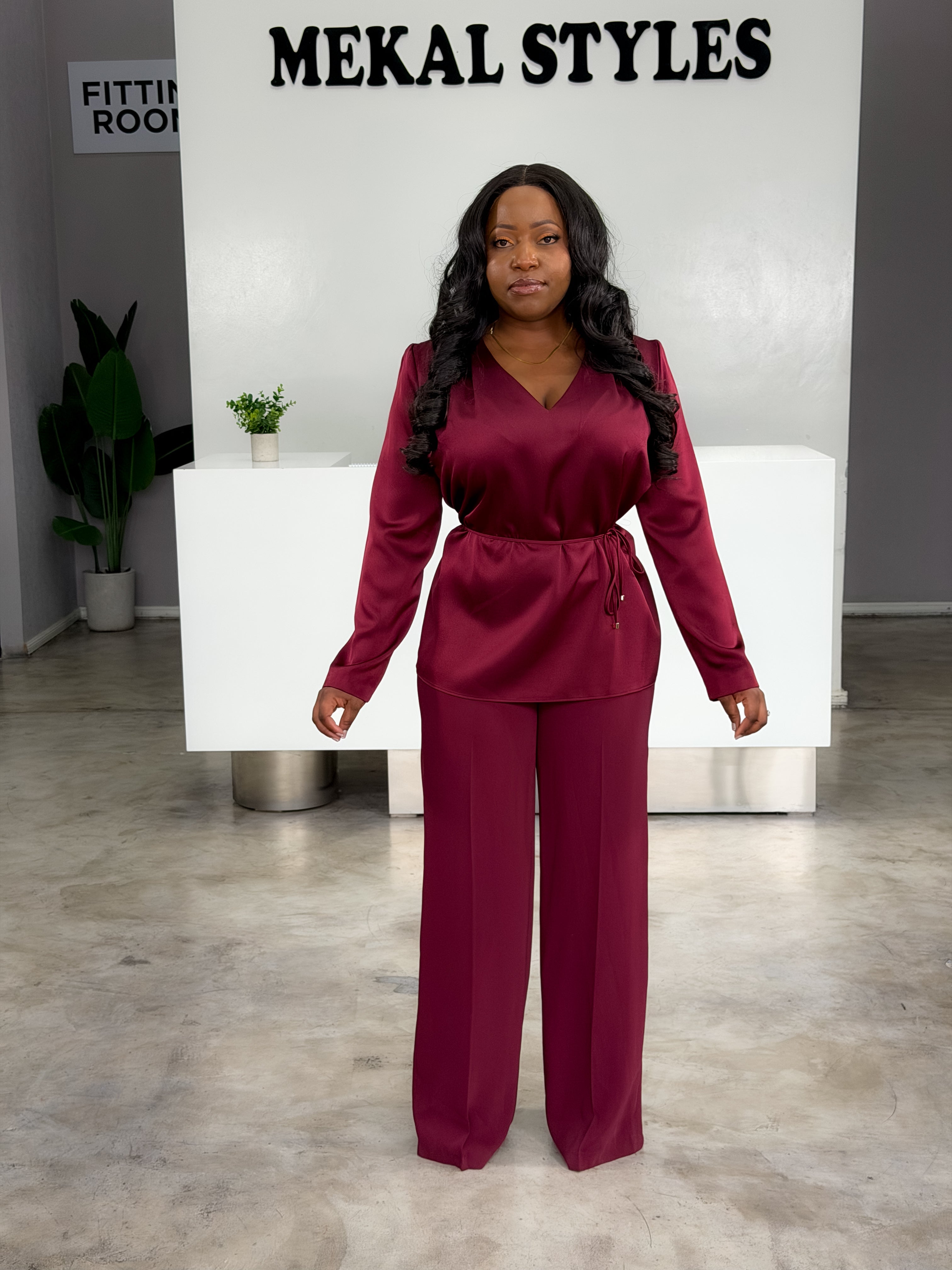 Wine Straight Pants